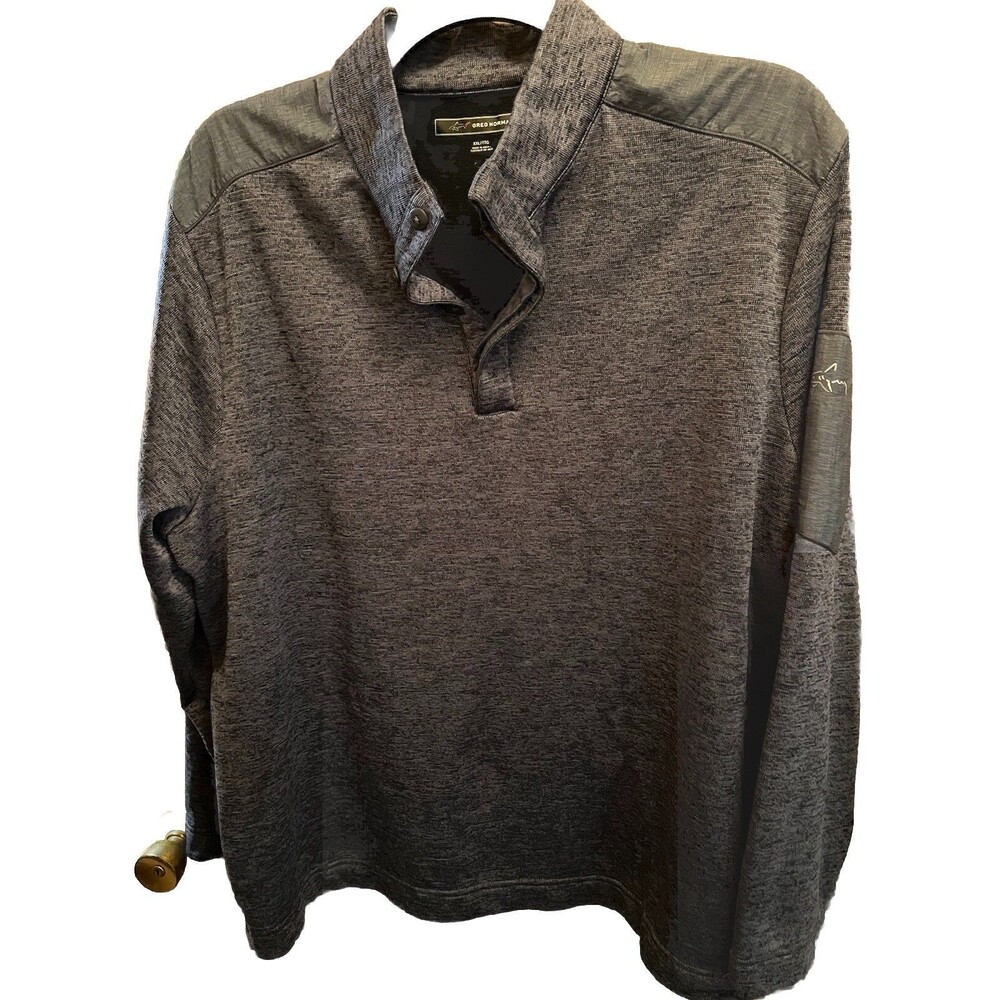 Greg Norman Fleece XXL Pullover 4 Button Grey Outdoor Sweater 2XL